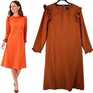 NWT Ann Taylor long sleeve ruffle knee length relaxed fit dress women’s sz 14